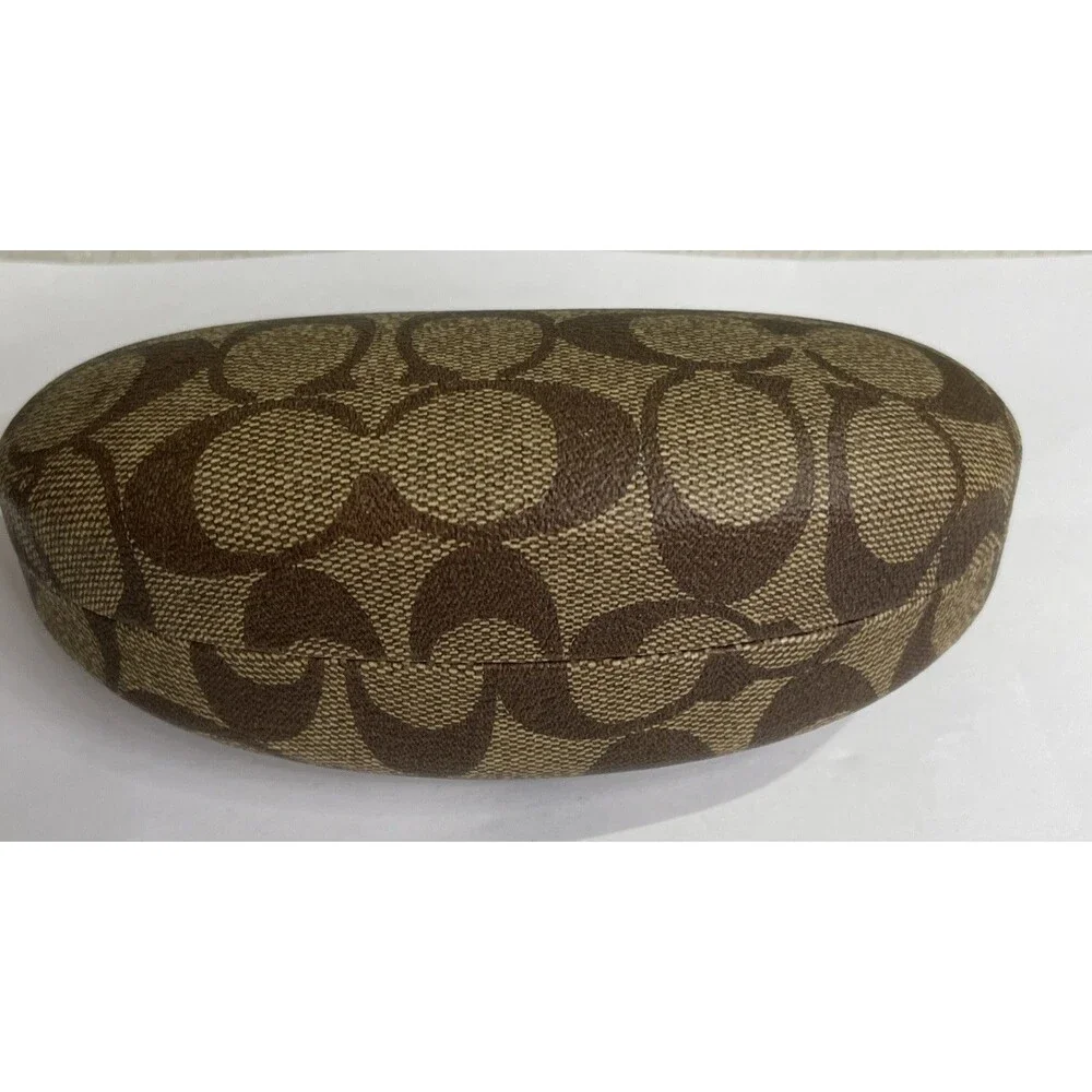 Coach signature C print hard clamshell sunglasses case in brown LARGE